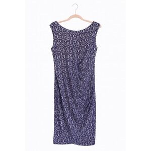 Michael Kors Purple Dress Size XL Stretch Fabric, Ruched Side, Logo Zipper